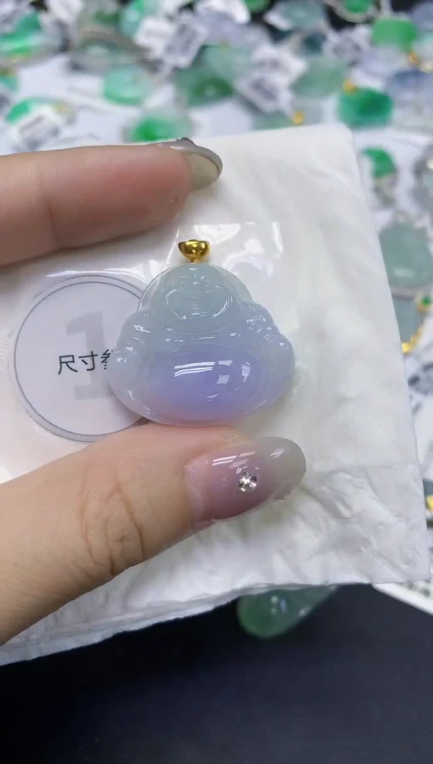 颈饰18K金镶嵌翡翠天然缅甸翡翠A货百元以上9元证书费自理