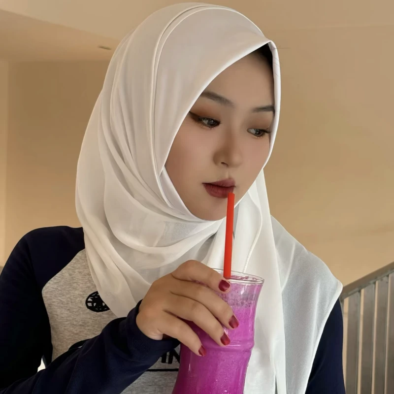 头巾女包头帽软帽檐盖头回族水晶麻拼接雪纺绕巾光板马来长巾头套
