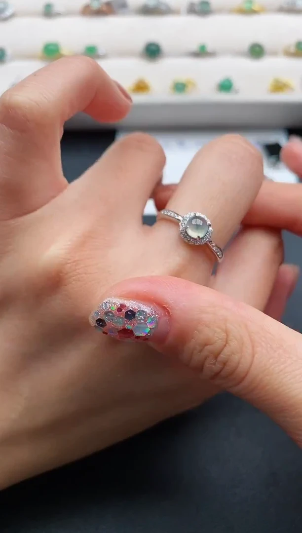 银S925镶嵌戒指翡翠444444444+2