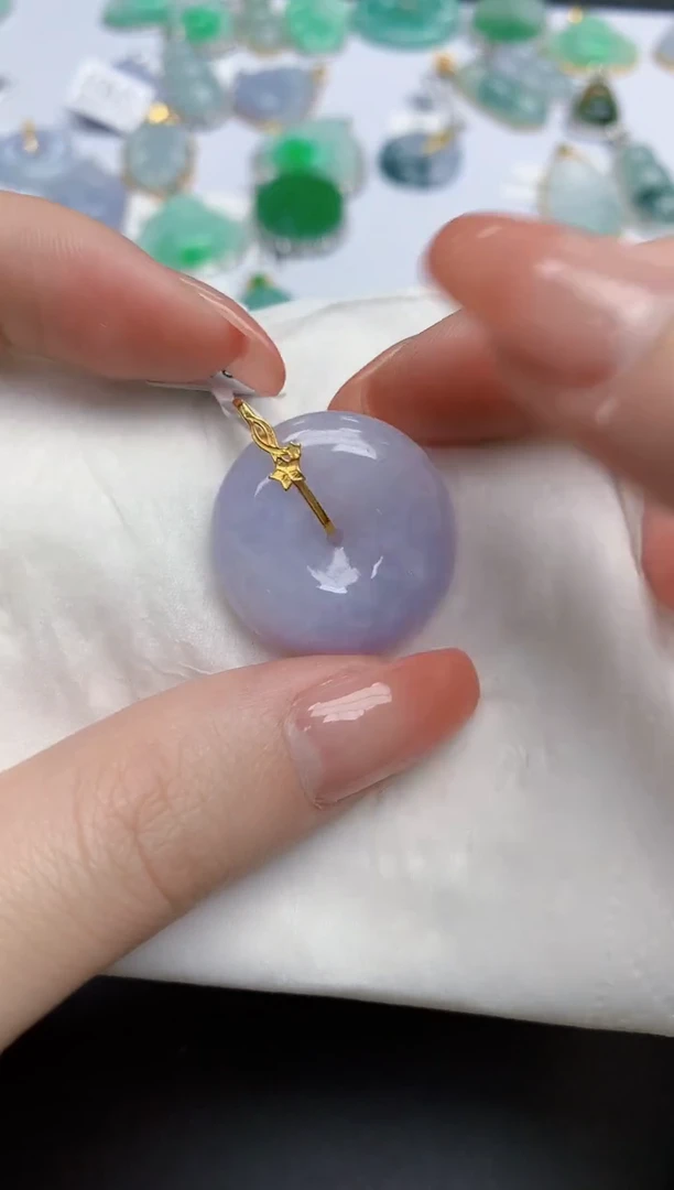 【闪购商品】翡翠颈饰18K金镶嵌天然缅甸翡翠A货