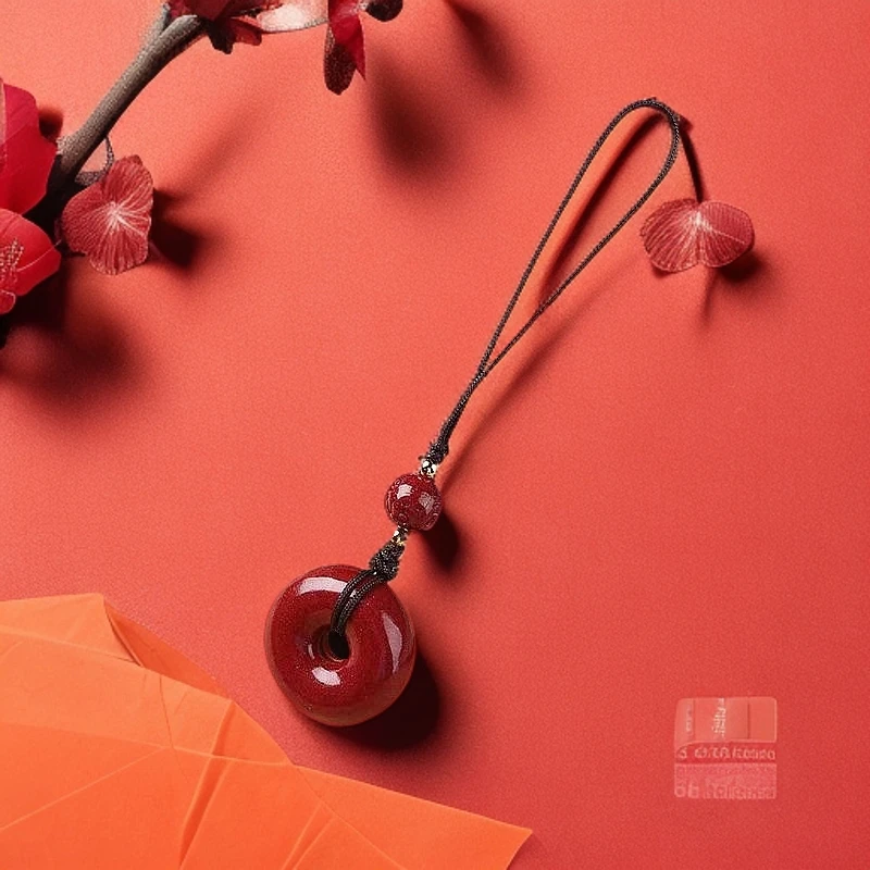 天然辰砂高含量紫金砂平安扣手机挂吊坠本命年生日礼物