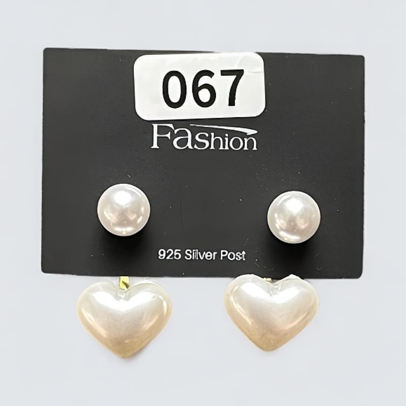 铜合金耳饰 【067】韩系简约爱心耳钉网红耳坠百搭耳环