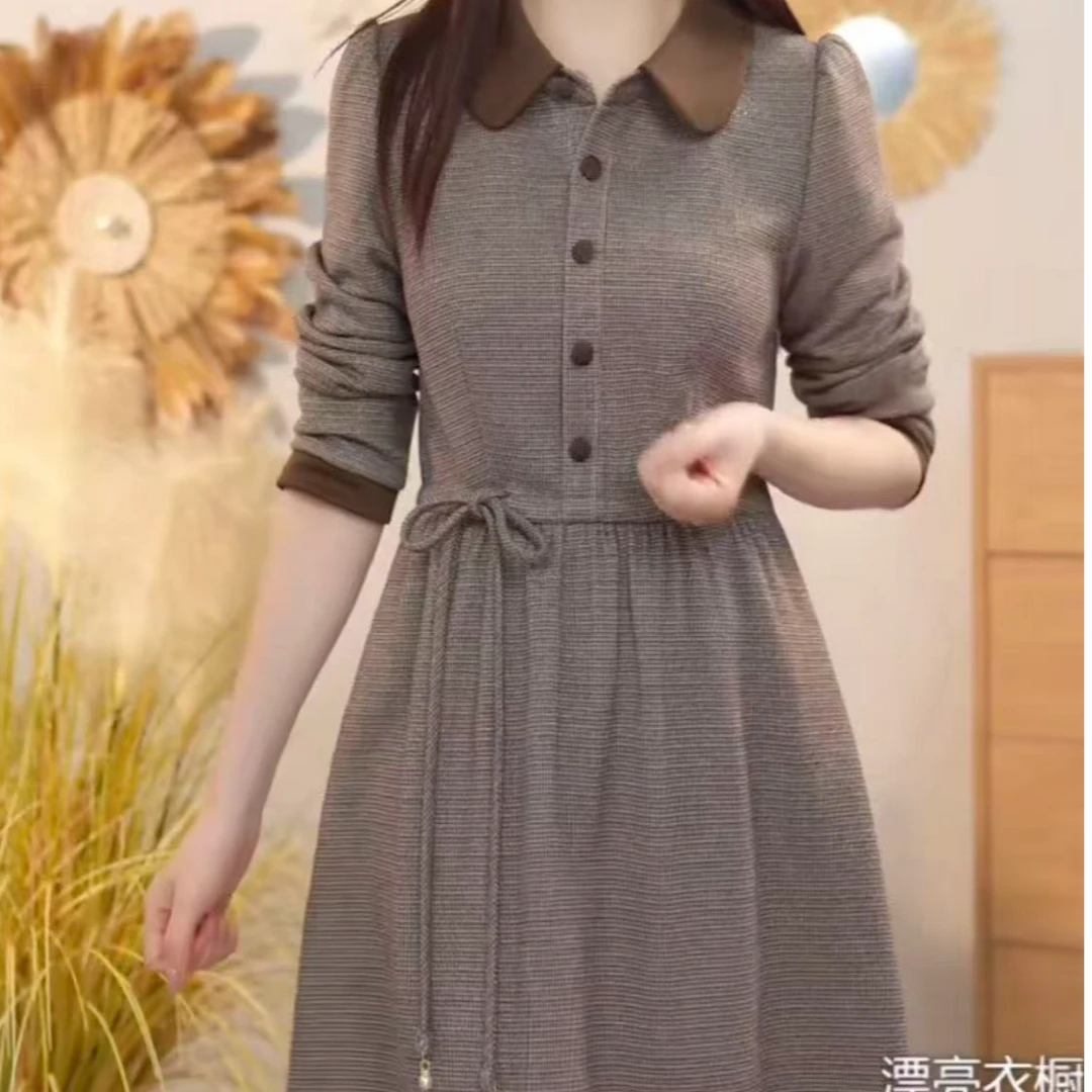 2025秋季新品连衣裙秋冬裙子气质显瘦修身女装时尚打底收腰洋气