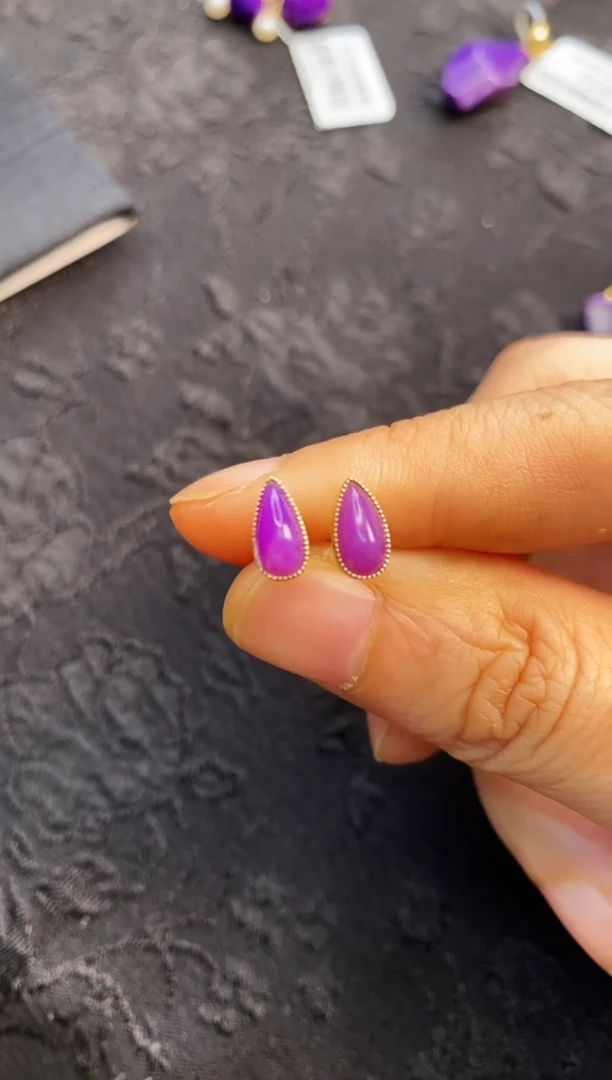 苏纪石（舒俱来）18K金镶嵌耳饰1