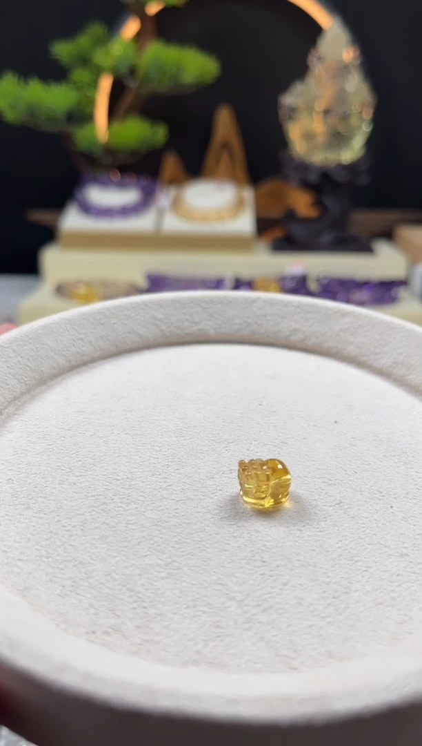 未镶嵌手链黄晶小****角天然黄水晶貔貅单珠