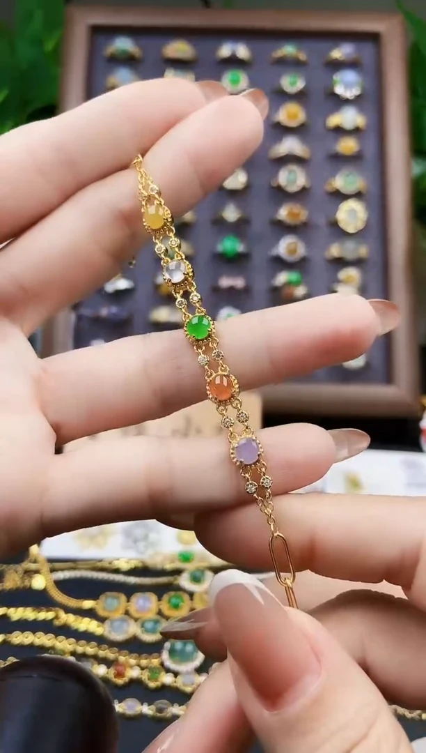 银S925镶嵌手链翡翠12