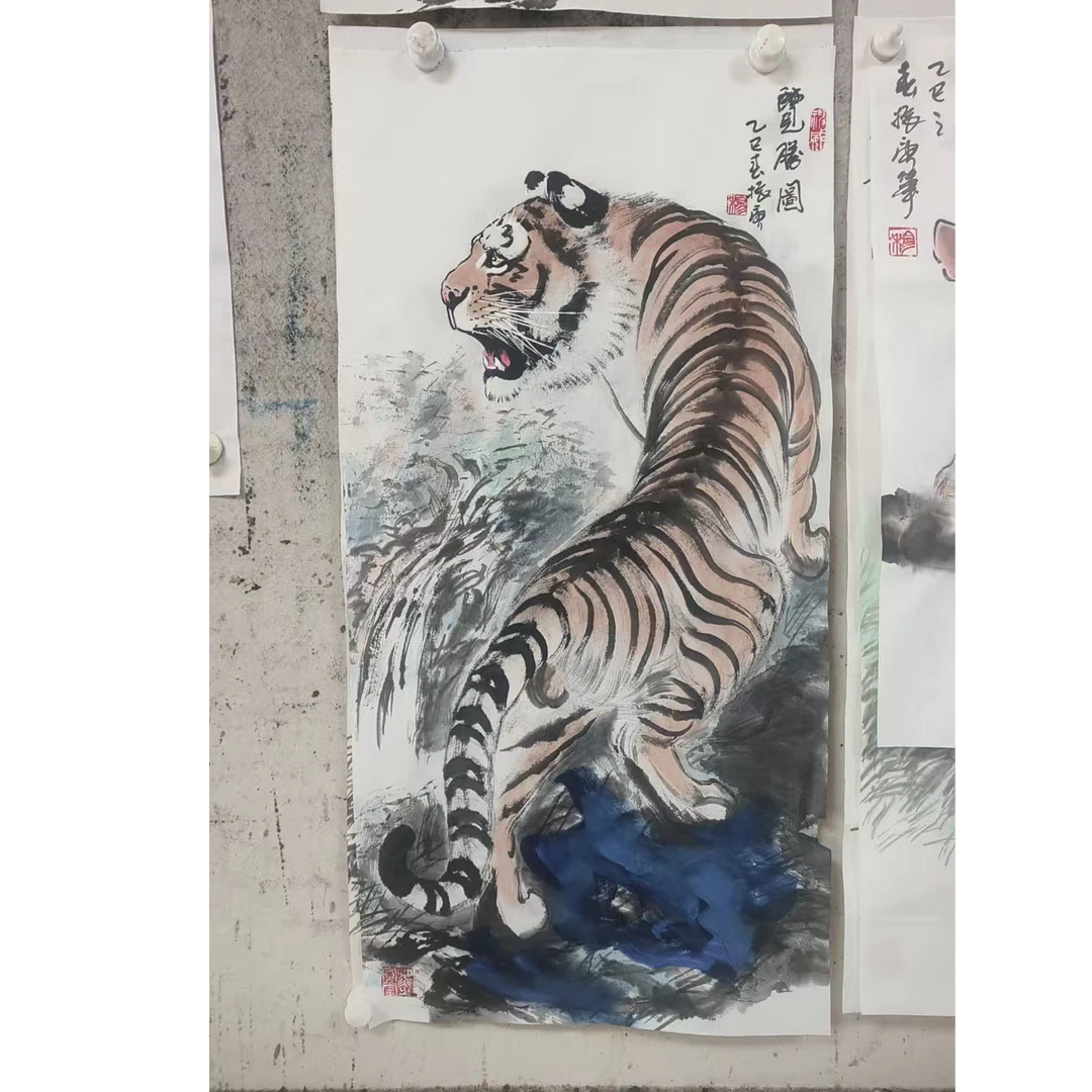 揽胜图 上山虎 三次整张 国画写意