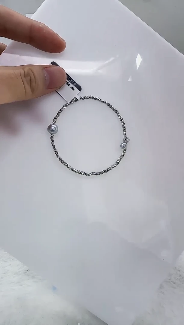 未镶嵌海水珍珠DA海水灰珠手镯4-8 y496