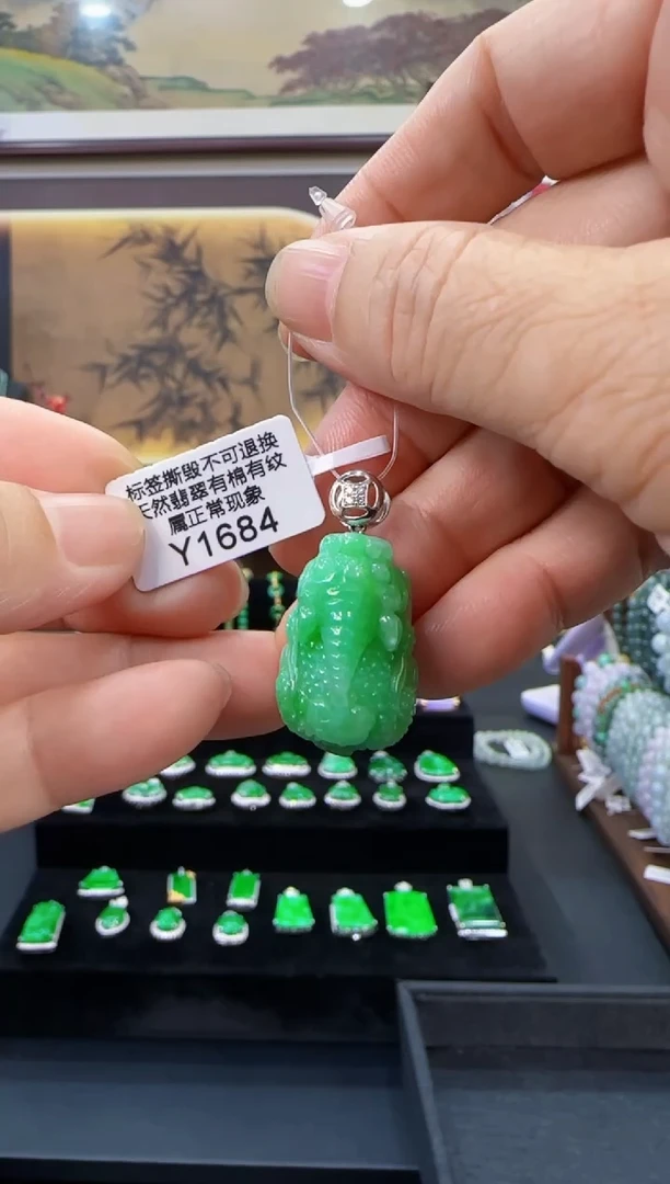 颈饰18K金镶嵌翡翠Y1684貔貅
