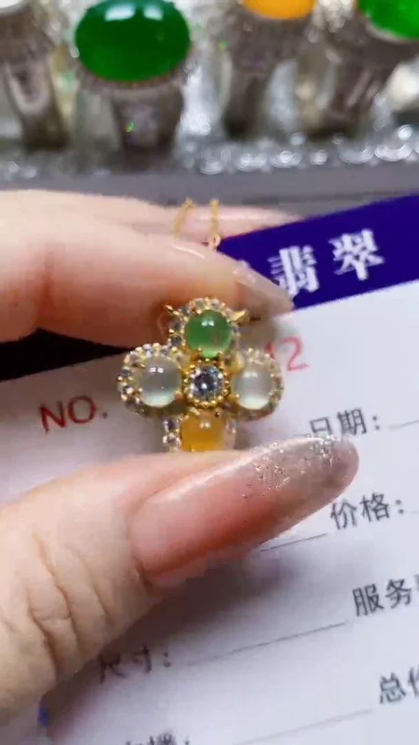 银S925镶嵌戒指翡翠大**拙0942
