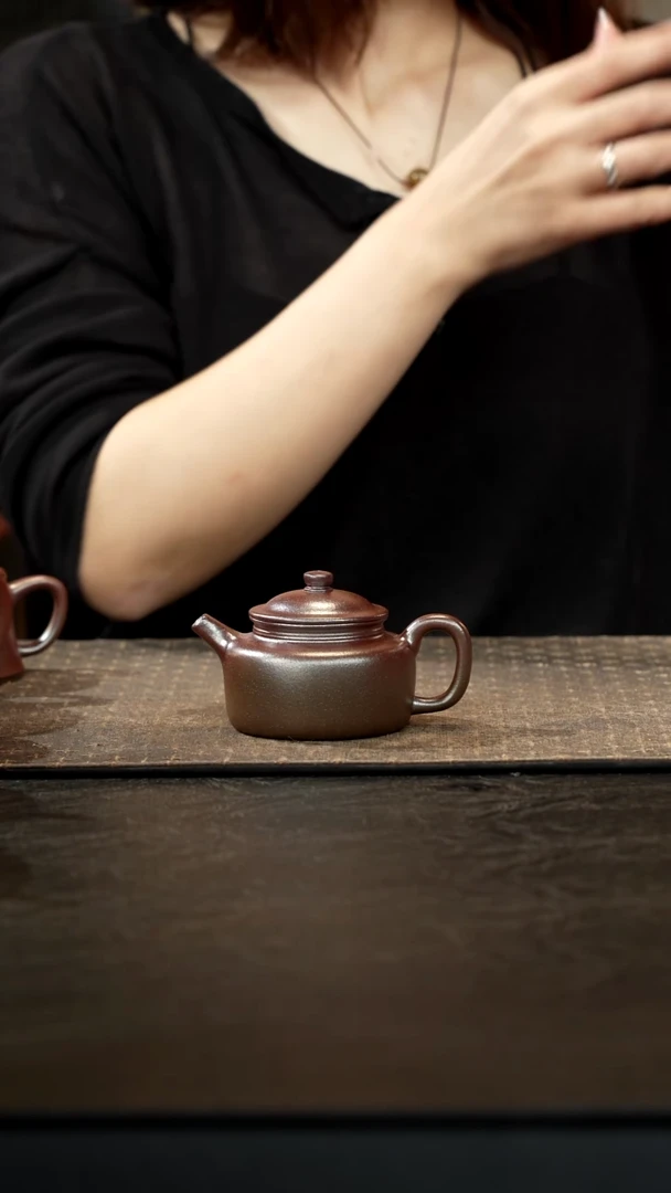 茶壶紫砂柴烧桃花紫泥笠帽德钟120cc