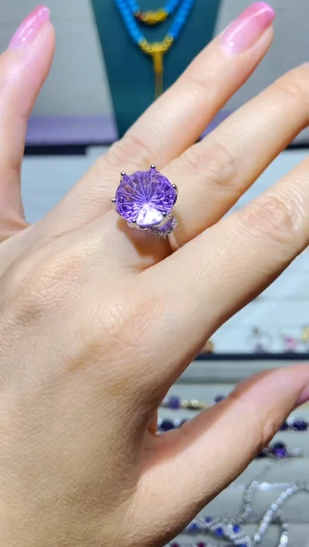 银S925镶嵌耳饰紫晶1