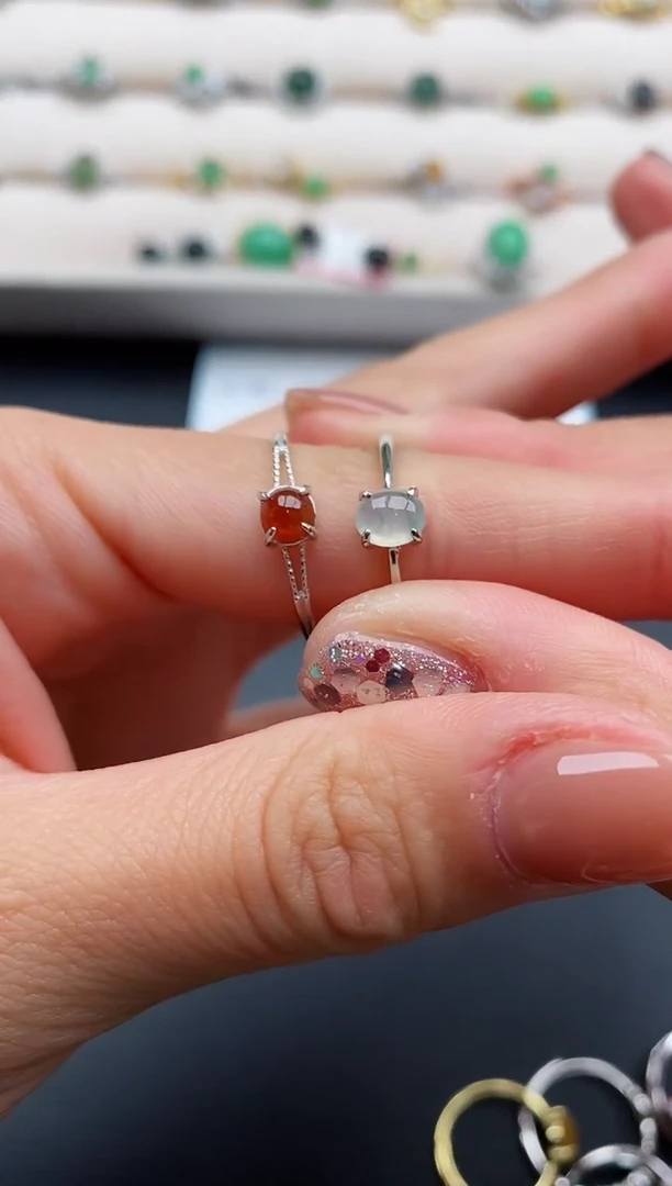 银S925镶嵌戒指翡翠66666666+10