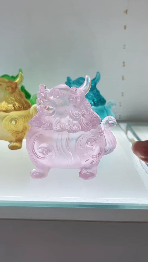 手工艺品琉璃爱**人古法琉璃小号狻猊香炉