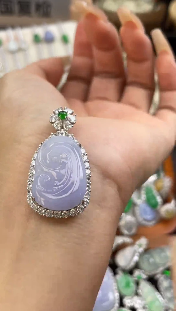 吊坠(不含链)银S925镶嵌翡翠吊坠