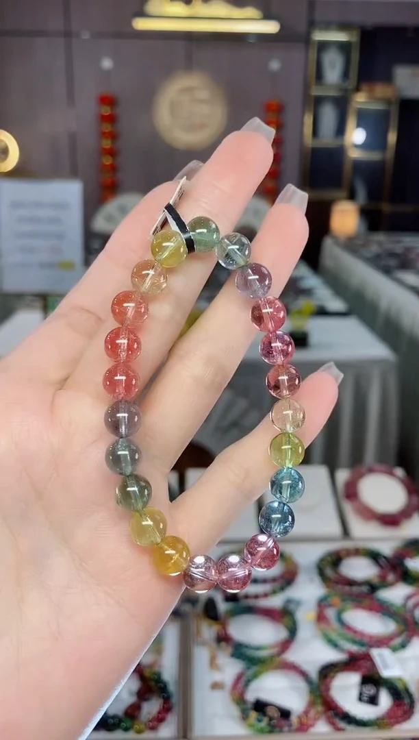 收藏级老矿色标净体单圈手串8mm+未镶嵌碧玺dan一物一证