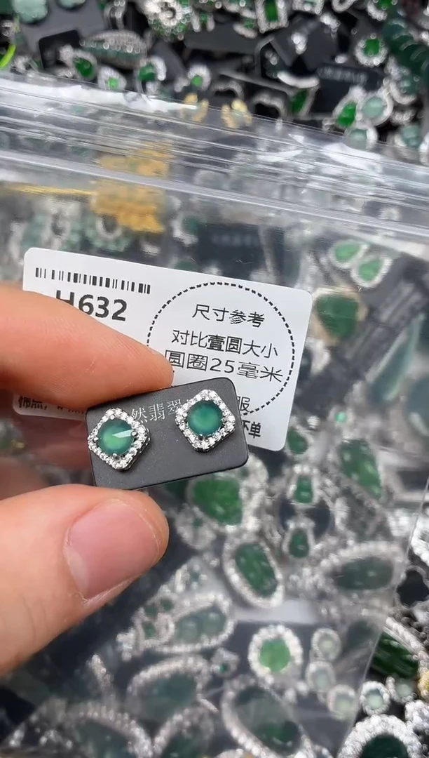 颈饰未镶嵌翡翠H632耳钉