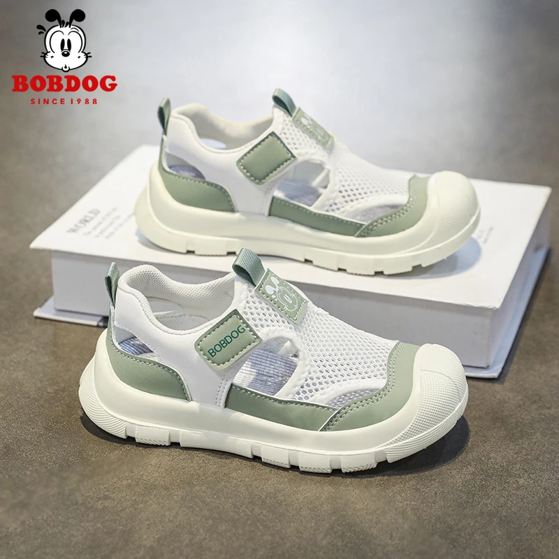 Bobdog/巴布豆运动凉鞋2025年新款夏季镂空凉鞋包头休闲沙滩鞋达1