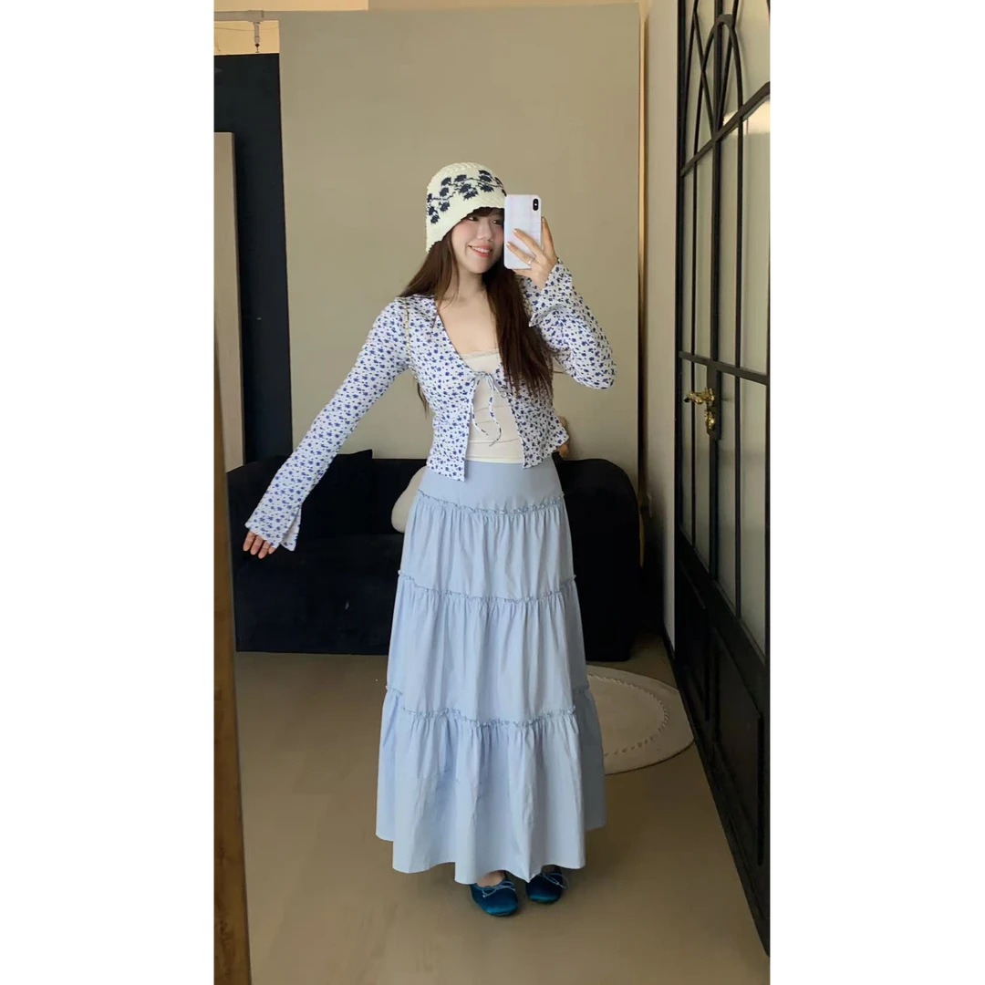 米米子定制温柔风蕾丝花边开衫吊带背心半身裙三件套装夏季新款女