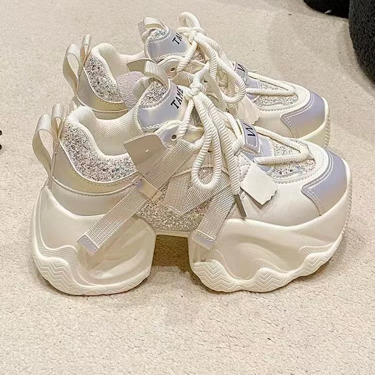 爆款鞋子2025新款春季老爹鞋女小个子厚底增高2391