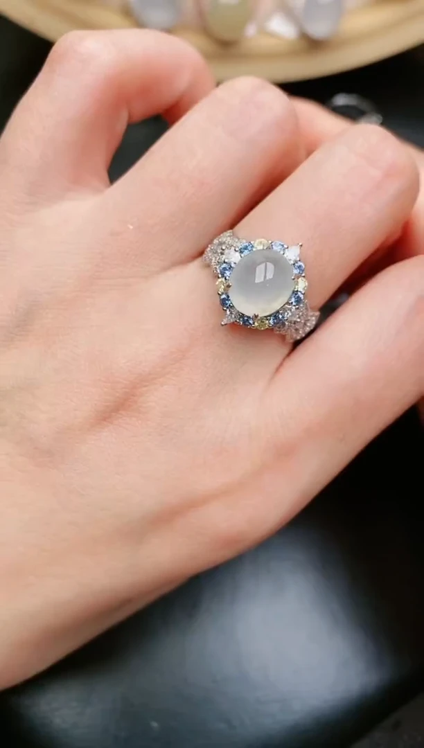 翡翠戒指银S925镶嵌.....