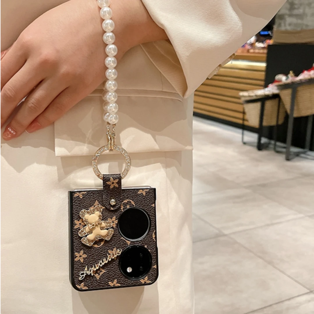 华为pocket2手机壳适用高档老花皮质p50pocket保护壳手提pocketS