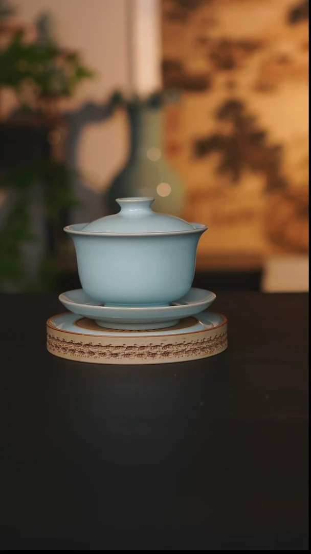 盖碗瓷天熙汝瓷元宝盖碗一级