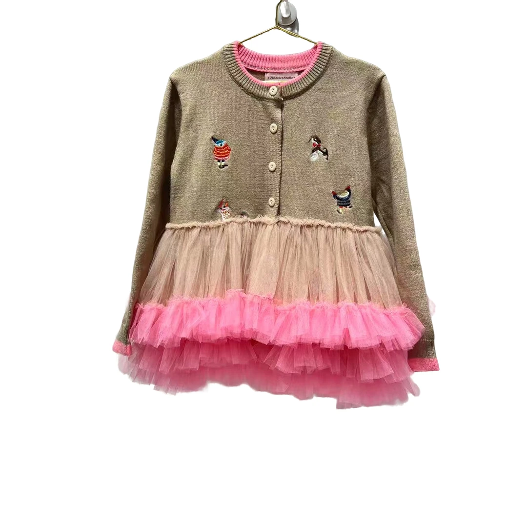 4142【珍珍优选】设计师新款拼接纱纱冬季长袖女装连衣裙