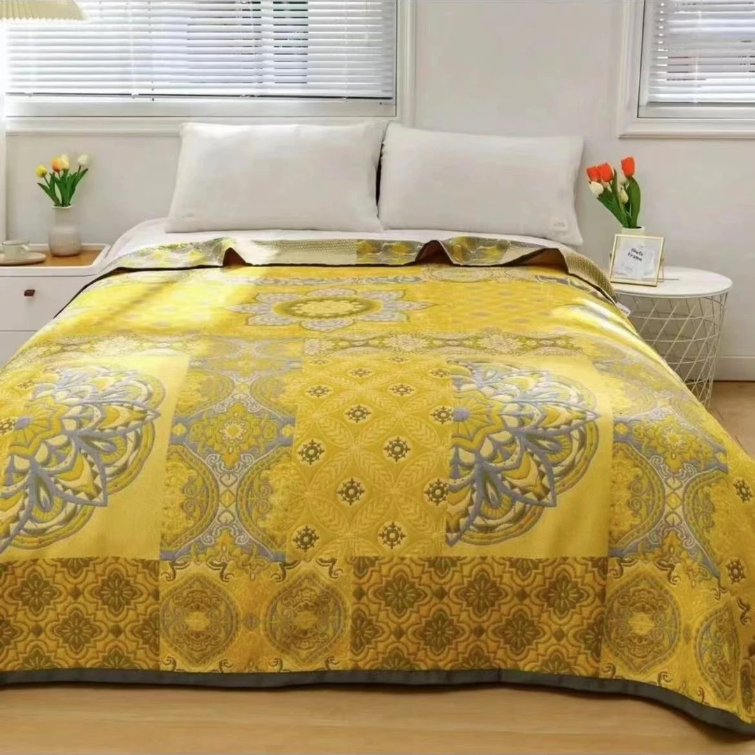 纱布盖毯三件套--橙色洛克{盖毯+枕巾}