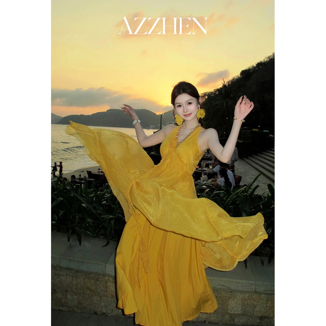 AZZHEN 【假日微醺】挂脖吊带连衣裙AZ4KXL28-00