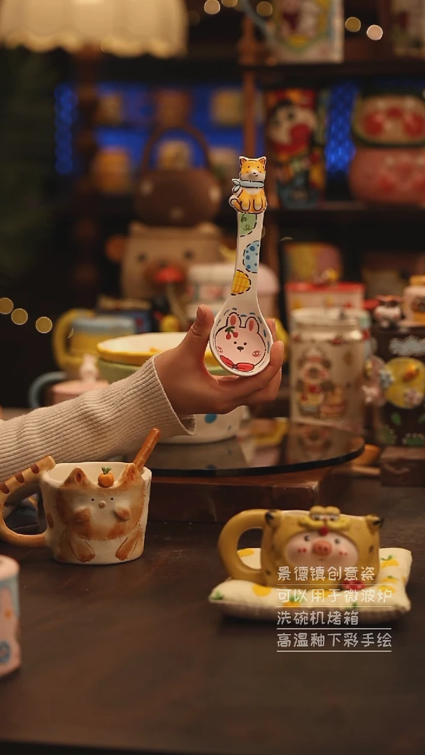 陶瓷景德镇可爱陶瓷釉下彩绘设计师款