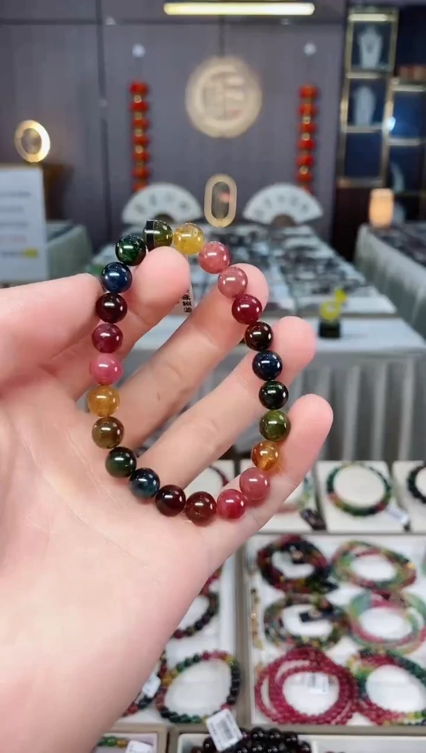 未镶嵌透体老矿碧玺单圈手串8mm+碧玺xion多样性发一条
