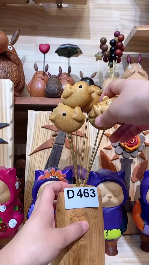 木木雕摆件可爱卡通