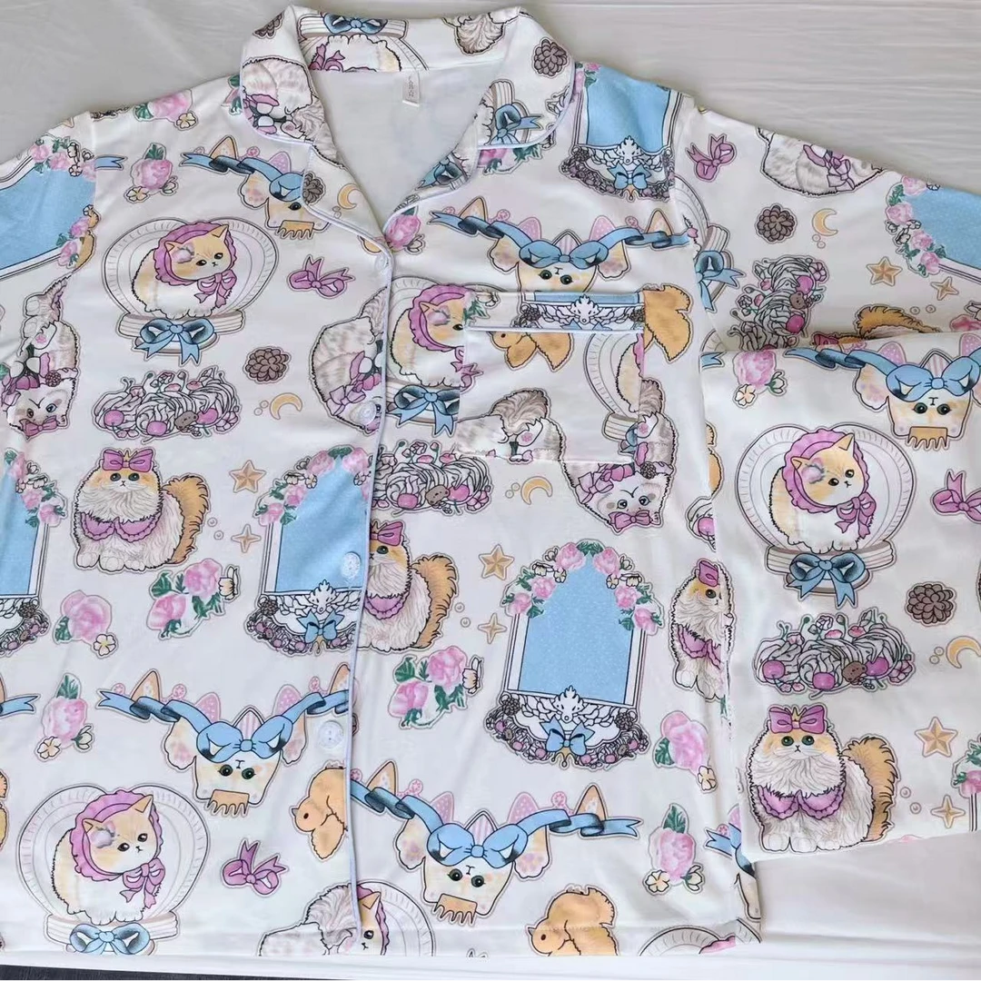 805#德绒长袖长裤两件套卡通满印保暖春秋冬季