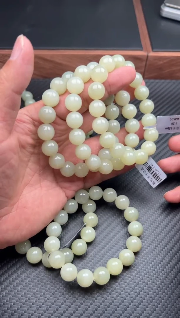 手串未镶嵌和田玉若羌微色差卡12Jm多样性发货拍一发一