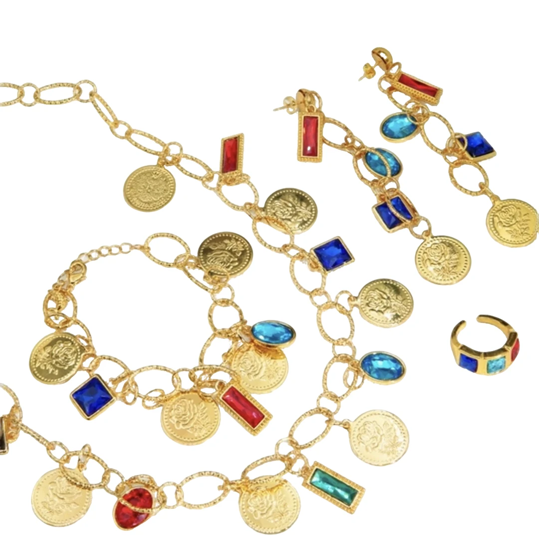 铜合金项链 新款四件套项链耳环戒指手链女款时尚百塔女款首饰