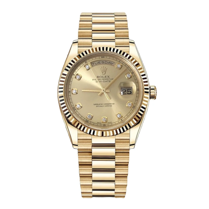 99新 Rolex/劳力士  星期日历型18238/36mm/金盘原钻/自动/单表