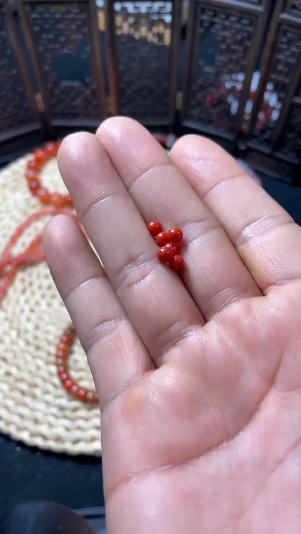 未镶嵌圆珠南红玛瑙圆珠4mm6颗