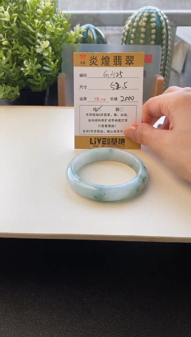 未镶嵌手镯翡翠圈口52.6编码g425