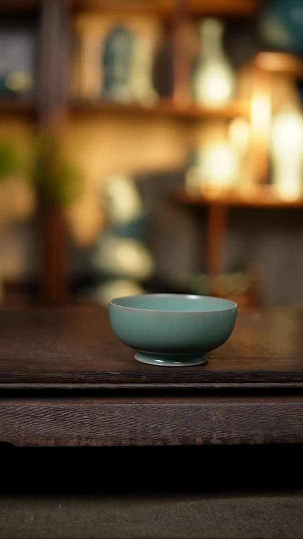 【闪购商品】杯仿古翡翠绿纯手工小碗杯微瑕