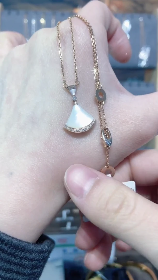 套链18K金镶嵌钻石c****i钻石K玫上下白裙中号