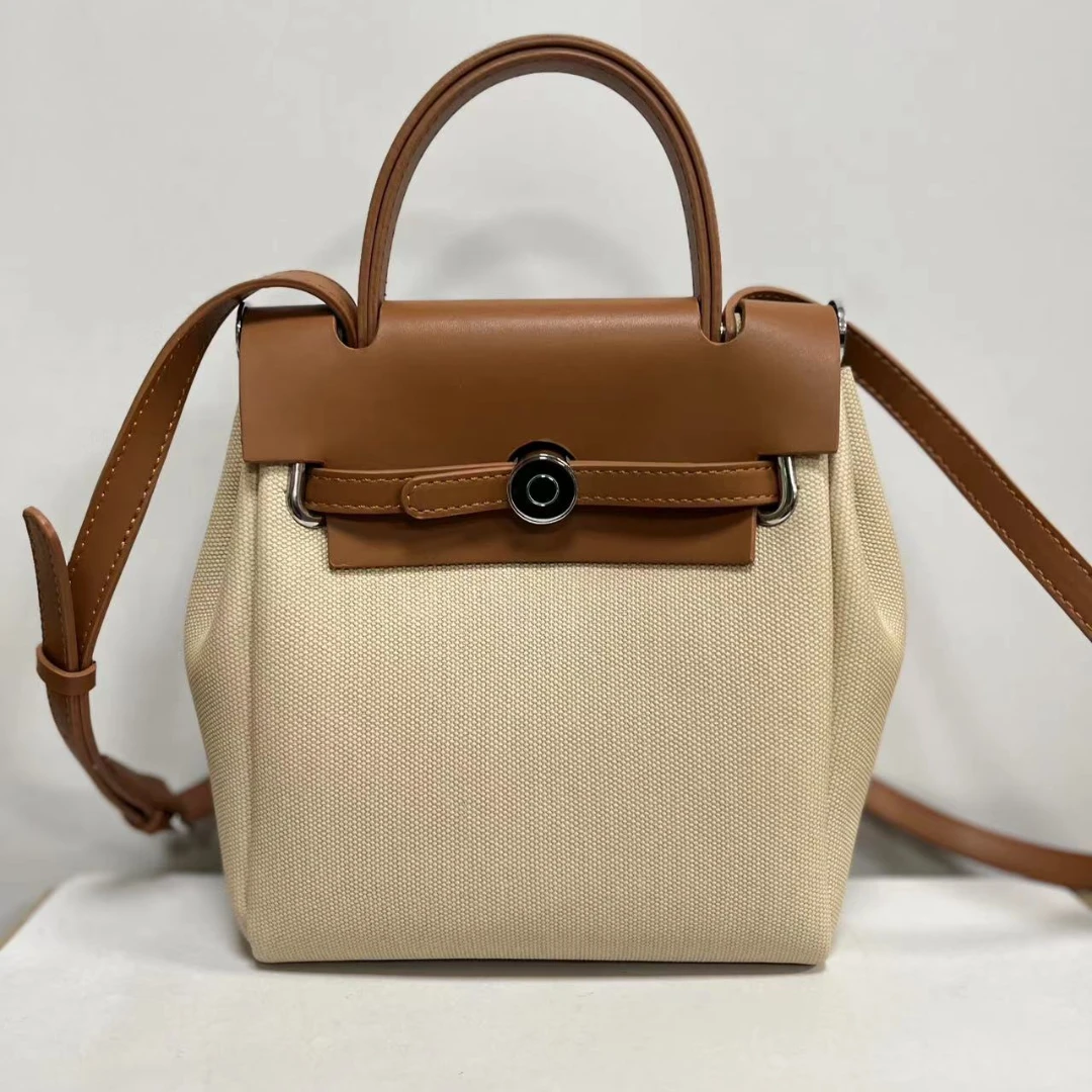 【TY】GQ-8071-杏色配棕 轻奢高级韩版单肩潮流时尚简约女包