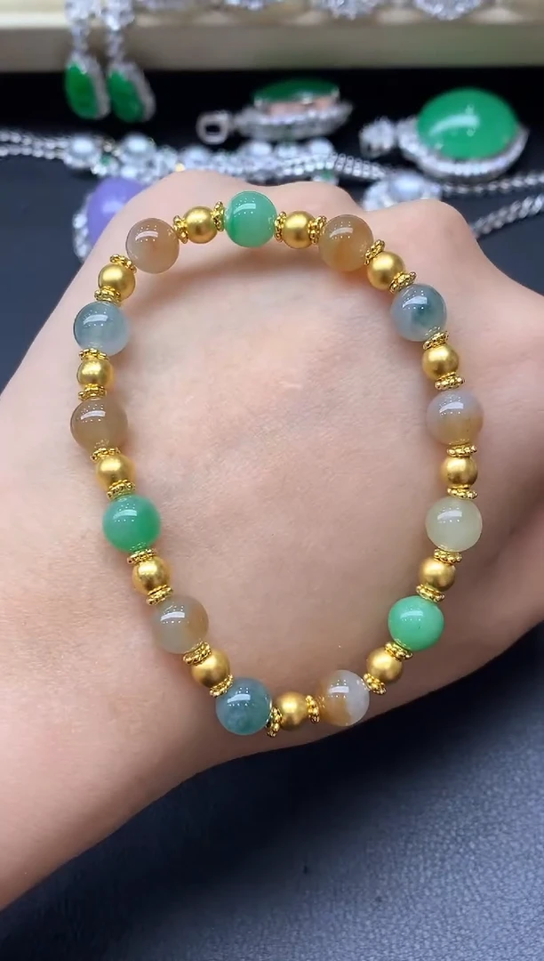 手链翡翠足金镶嵌424-中国好珍宝