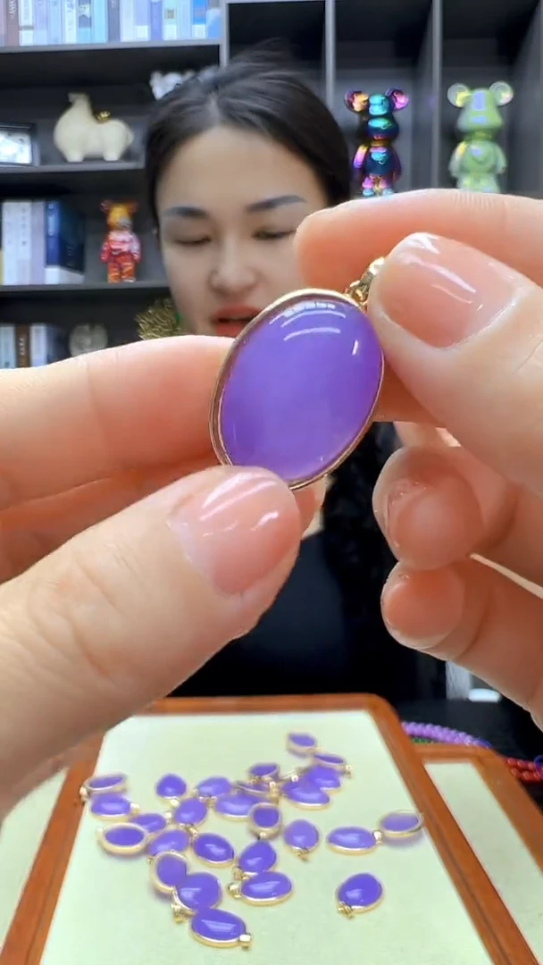 翡翠14K金镶嵌颈饰沉白diy劲饰