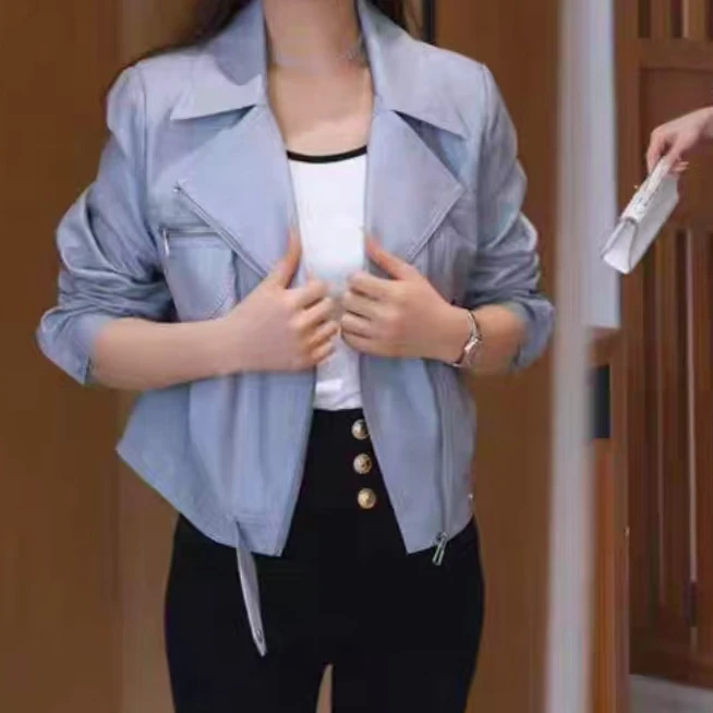 【艾萱萱】8823款爆款皮衣外套女 约48