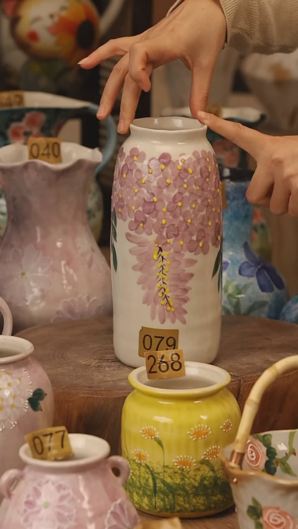 陶瓷景德镇设计师手作花器摆件侘寂风@M079@