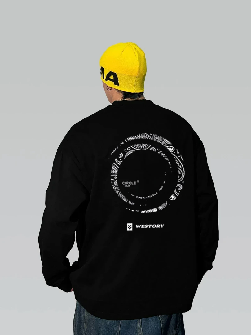 重磅纯棉秋季长袖T恤2025新款美式潮流字母宽松百搭休闲打底衫男