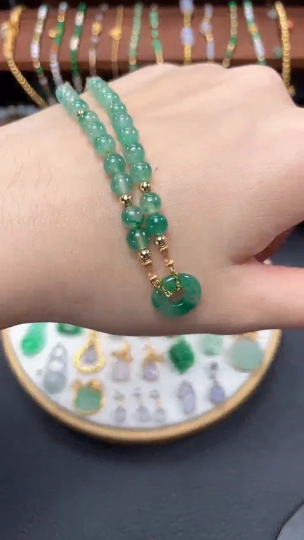 【闪购商品】石英质玉套链18K金镶嵌一个  JK436