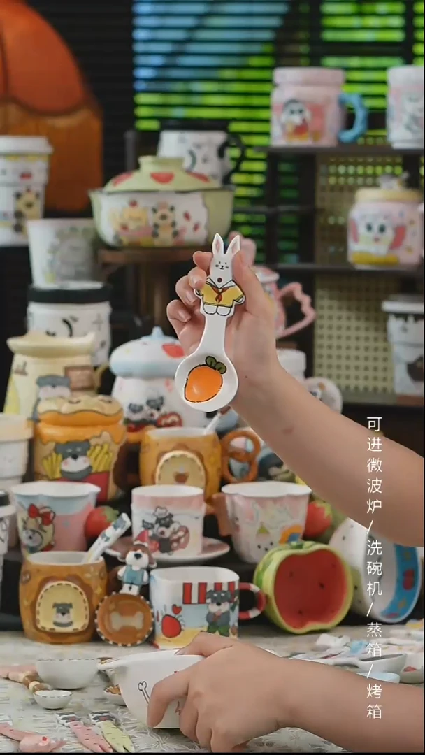 杯子景德镇高温釉下彩纯手绘创意瓷
