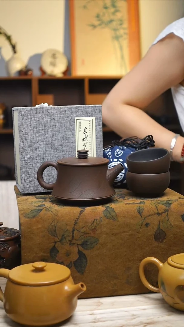 建水紫陶知凡柱础壶